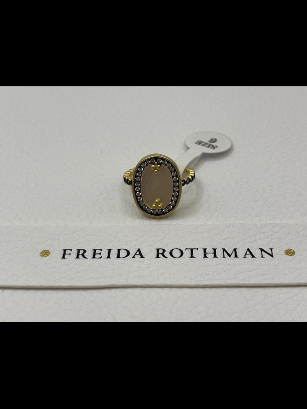 Freida Rothman MOP sterling silver gold plated ring size 6